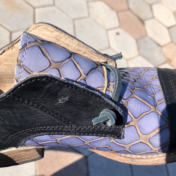 ❤️Freebird by Steven Mabel Croc Leather Blue Black Loafers Size 7 - Picture 11 of 11